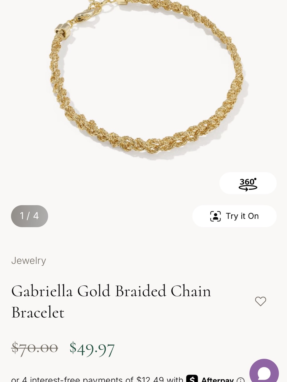 Kendra Scott Gold Tone Twisted Rope Chain Bracelet - Picture 3 of 5